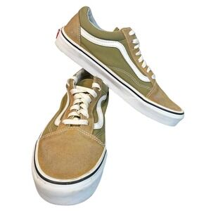 Vans Old Skool Olive Green Tan Suede Canvas Low Top Skate Shoes Mens 8 Womens 10